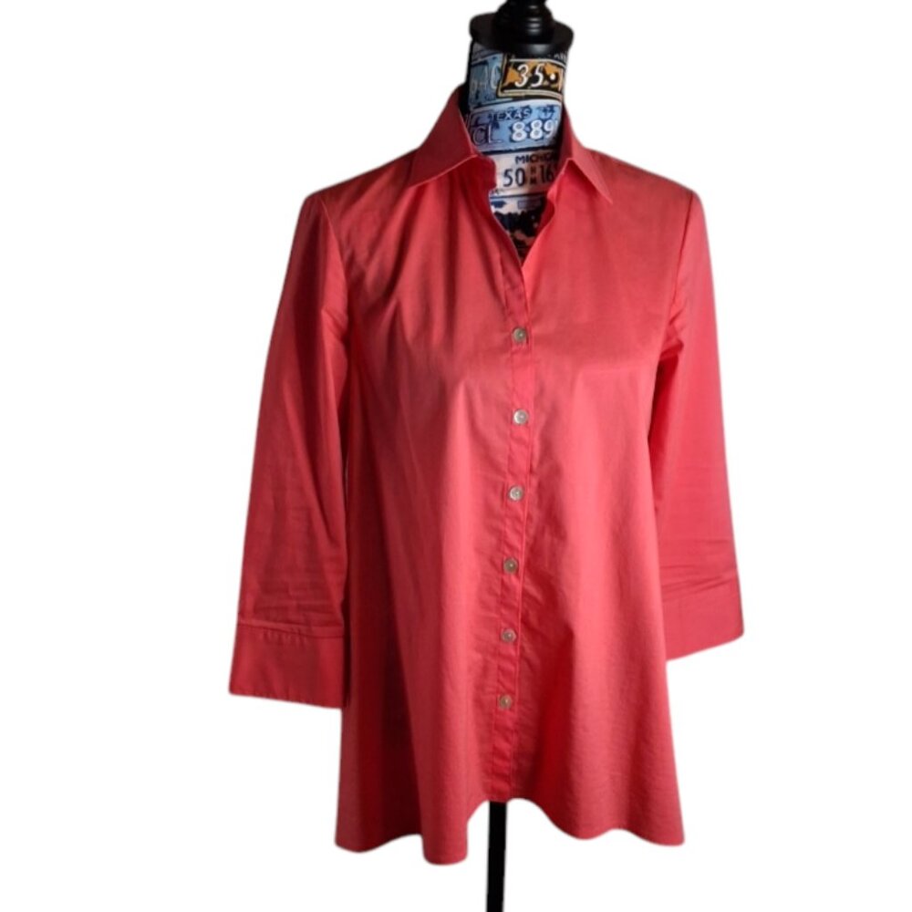 Finley Coral Button Down Top Long Sleeve Size XS‎ Made in the USA